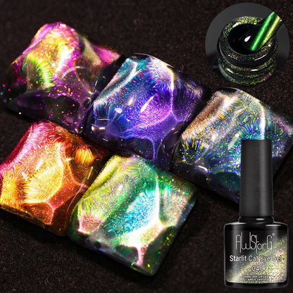 AWStorG 7.5ml Starlit Chameleon Cat Magnetic Gel Nail Polish Double Colors Semi Permanent UV Gel Varnish Need Black Base