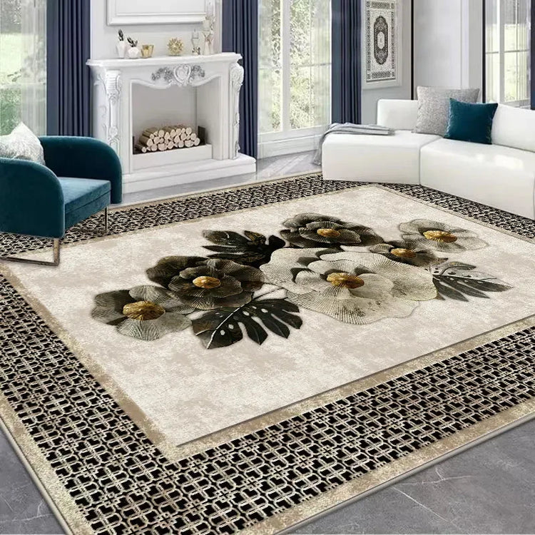Light Luxury Rugs for Bedroom Anti-slip Bedside Rug Large Area Living Room Decoration Soft Carpet Washable Cloakroom Floor Mat