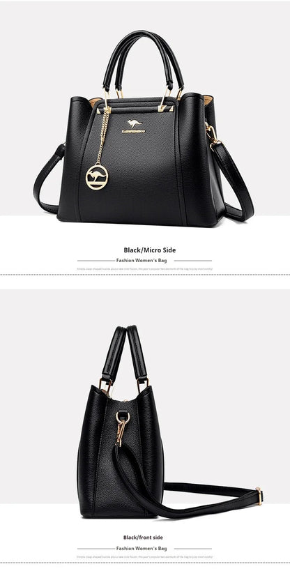 Fashion Women Soft PU Leather Handle Handbag Designer Shoulder Crossbody Bag Ladies Large Capacity Shopping Messenger Tote Bag