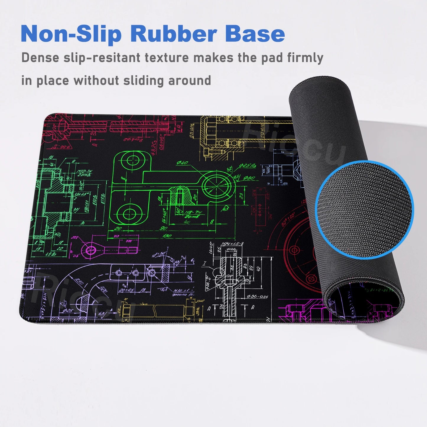 Engineer Mechanical Drawing Mousepad Black Large Mouse Pad HD XXL Minimalism Mousemat Rubber Carpet Desk Mat PC Gaming Accessory