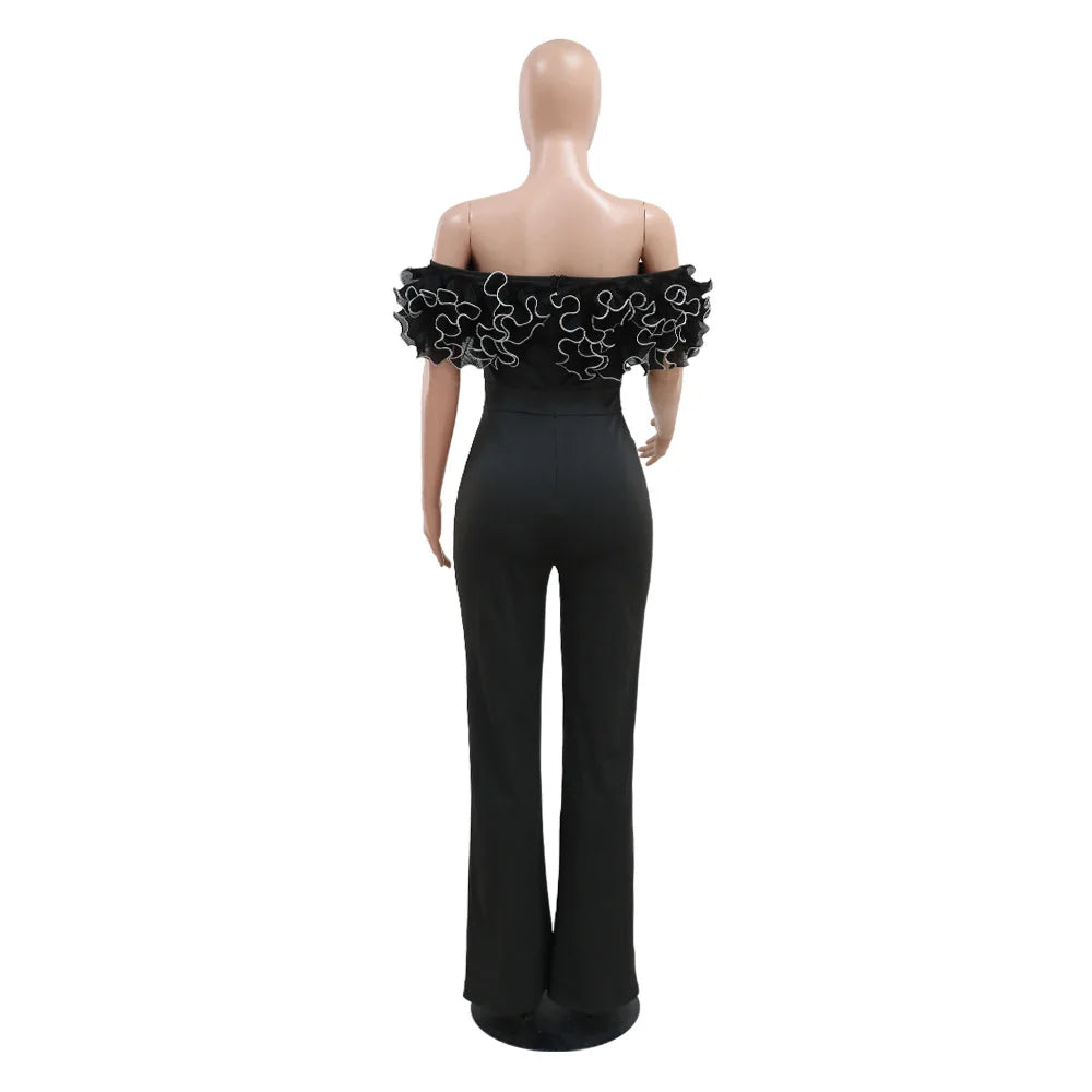 HBLL Factory Direct Woman Jumpsuits Elegant 3D Rose Flower One Piece Women Club Overalls Celebrities Outfits Party Sexy Clubwear