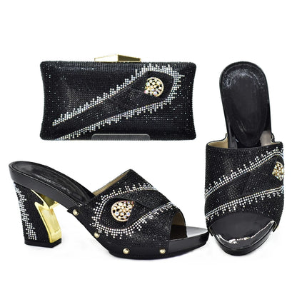 New African Shoes and Bag Set for Party Italian Italian Shoe and Bag Set for Party In Women Summer High Heeled Shoes for Women