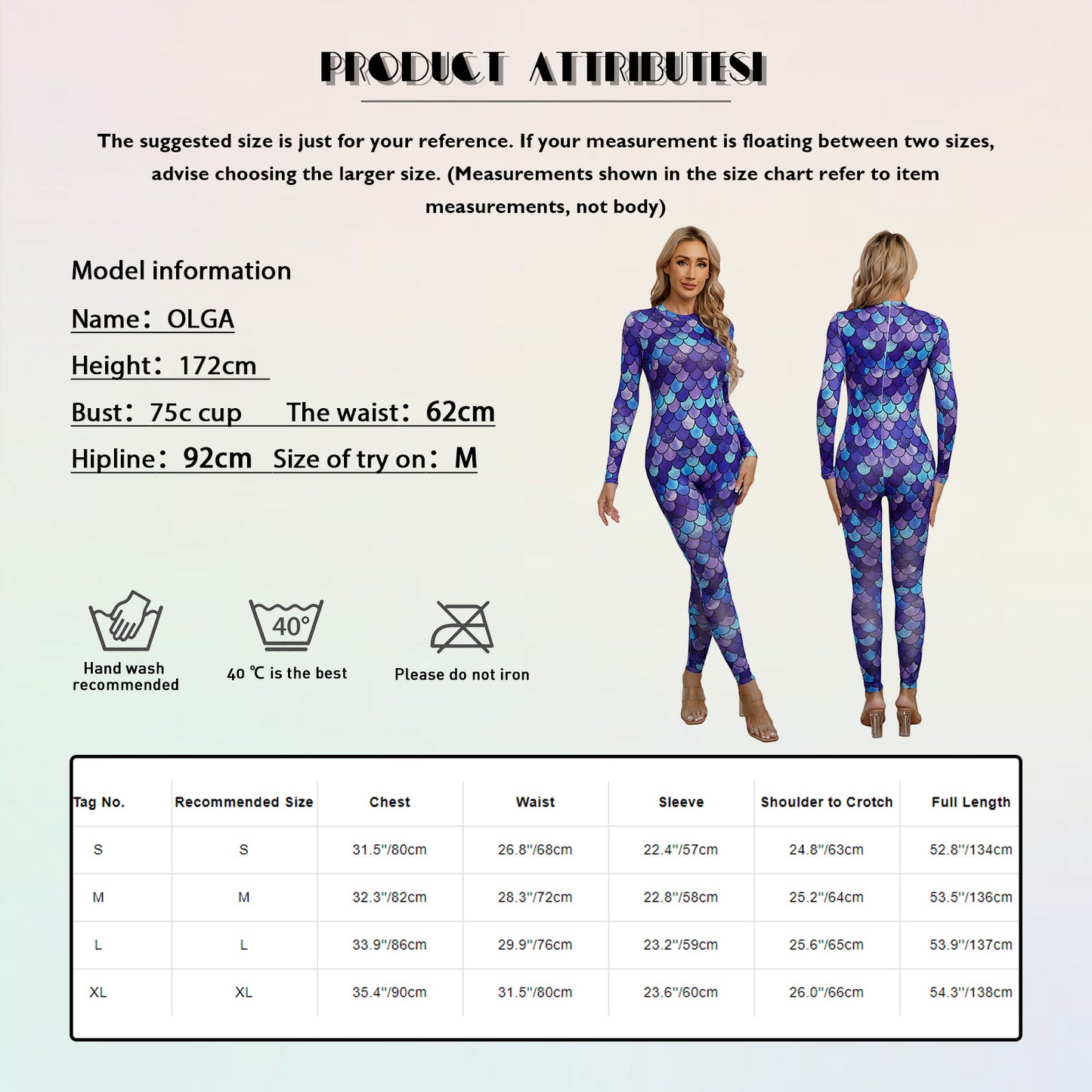 Womens Rash Guard One Piece Swimsuit Mermaid Fish Scale Print Long Sleeve Back Zipper Full Body Tops Sexy Swimwear Jumpsuit