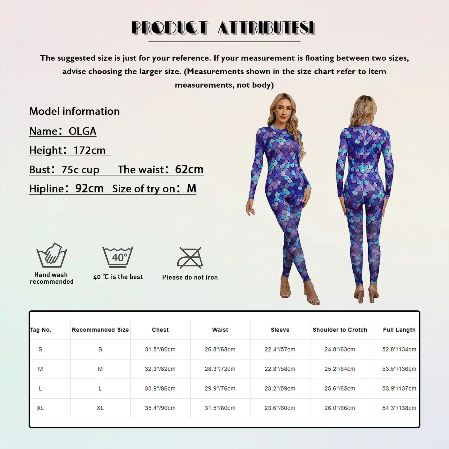 Womens Rash Guard One Piece Swimsuit Mermaid Fish Scale Print Long Sleeve Back Zipper Full Body Tops Sexy Swimwear Jumpsuit
