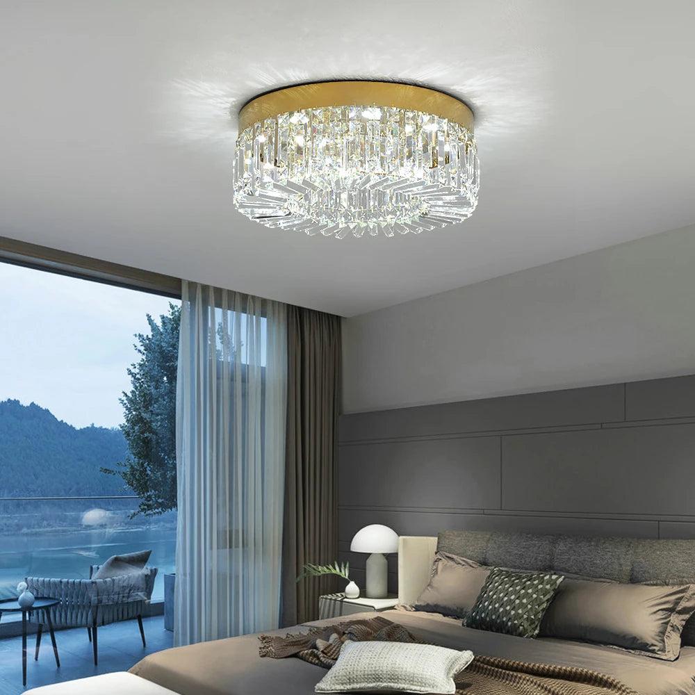 Gold Luxury Crystal Ceiling Lamp Living Room Modern Chandeliers Decoration Led Ceiling Lights Lighting Fixture Diameter 40 50cm