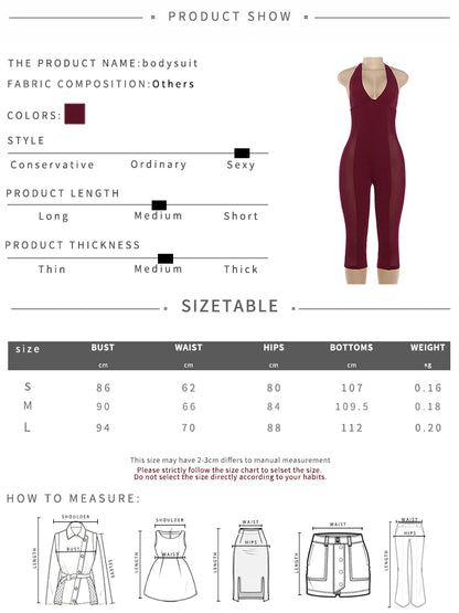 Sisterlinda Fashion Playsuits Woman Mesh Patchwork Halter Low-Neck Backless Skinny Peach Hip Hot Girls High Street Sexy Rompers