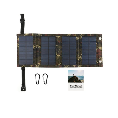 20W 5V Portable Solar Panel Foldable Waterproof USB Port Charger  for Phone Battery Outdoor Camouflage/Black