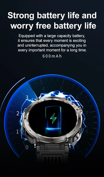 DAORKOW 2026 New Model 10ATM Waterproof 600mAh Smartwatch Compass LED Flashlight Bluetooth Call Outdoor Sports Smartwatch