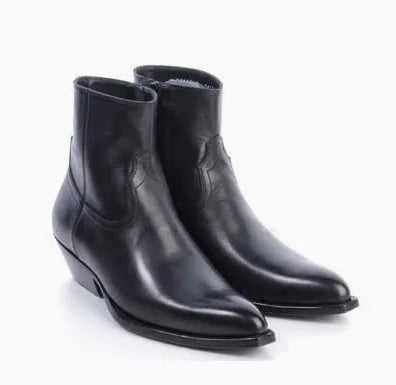 Brown Men Chelsea Boots Handmade High-quality Cow Suede Business Casual Square Toe Mid-heel Men Shoes Motorcycle Boots With Heel