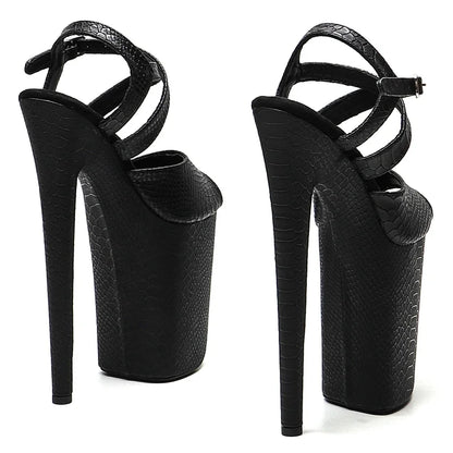 Leecabe 23CM/9inches Snake PU Upper Fashion Trend Exotic Sexy Romantic Platform Sexy High Heels Sandals Pole Dance Shoes