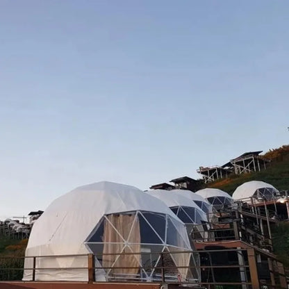 Geodesic Dome Tent, Panoramic View Round Windproof Glamping Shelter for Resort Hotel, Outdoor Campsite Holiday Accommodation