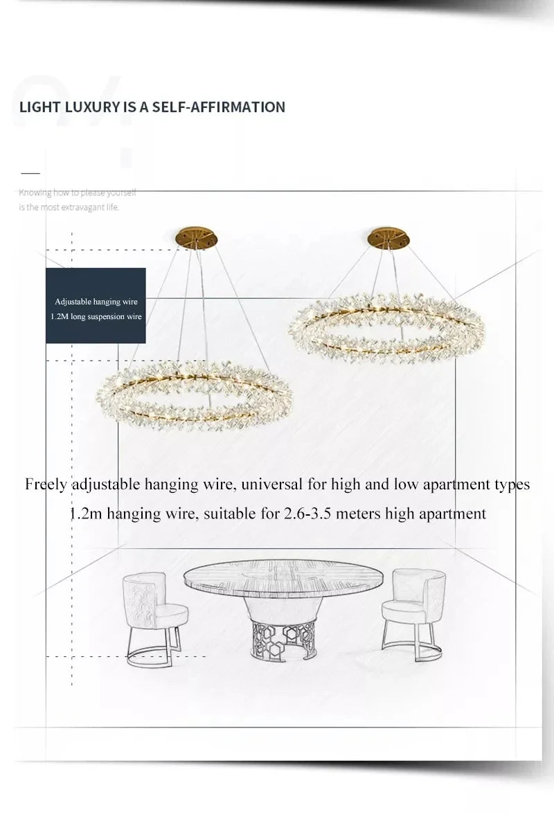 French crystal chandelier, romantic firefly, snowflake, light luxury, modern creativity, warm bedroom, dining room chandeliers