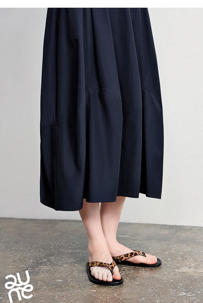TOYOUTH Women's A-Line Bud Skirt 2026 Summer New Split Detail Retro Puff Midi Skirt, Lightweight Outdoor Wear