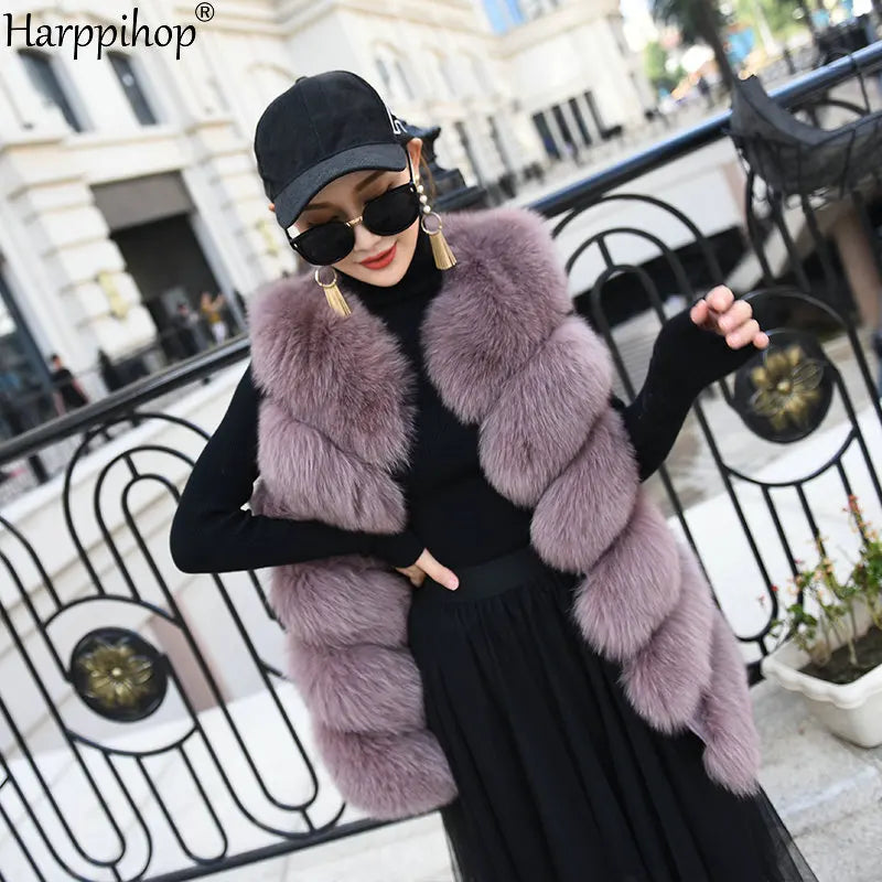 Women Natural Real Fox Fur Vest Autumn Winter Ladies 6 Strips Gilet Sleeveless Genuine Fur Coat Female Real Fur Vest Waistcoat
