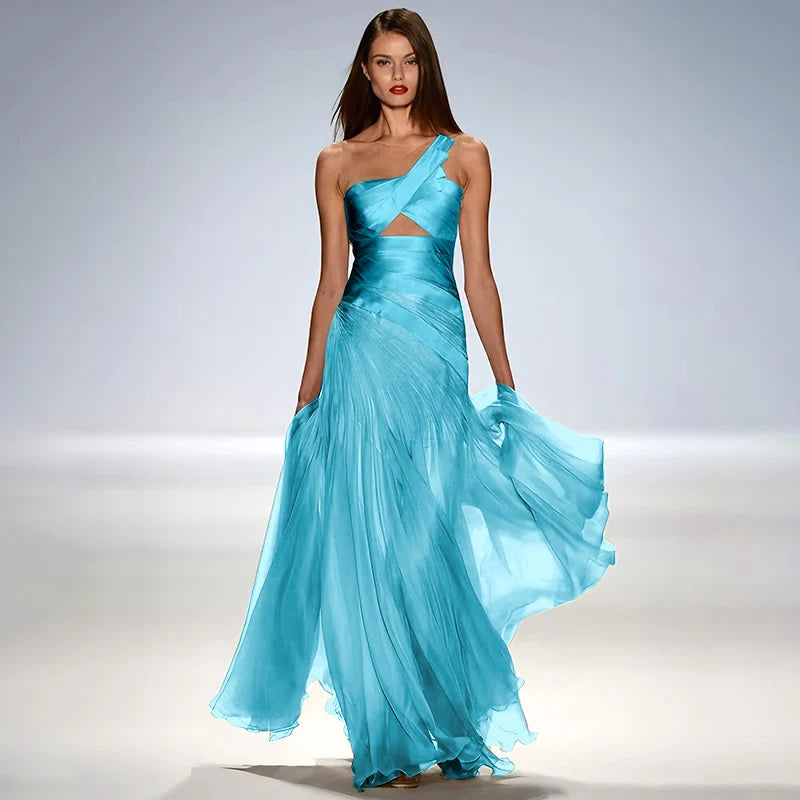 Gorgeous Strapless Sleeveless Elegant Women Prom Gown Floor Length A Line Tullle Backless Evening Dress