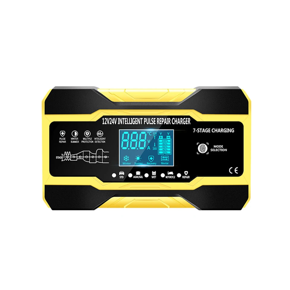 12V 24V Car Battery Charger 10A Smart 7-Stage Pulse Repair Fast Charger, AGM GEL WET Lead Acid Battery Maintainer
