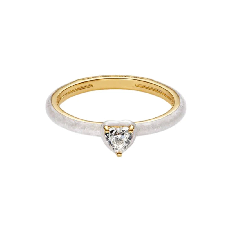 2026 New 925 Silver Sparkling Heart Princess Crown Heart-to-Heart Ring Fashion DIY Charm Jewelry Exquisite Gift