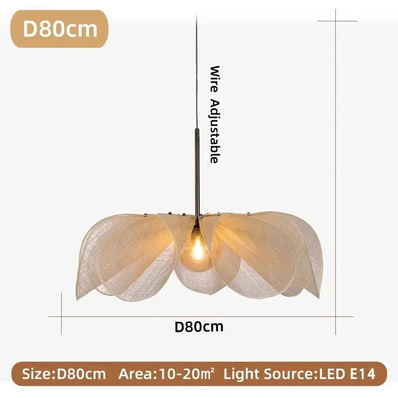 Japanese Wabi Sabi Flower Chandelier French Fabric Modern Ceiling Pendant Lights Living Bedroom Home Decor Lighting Hanging Lamp