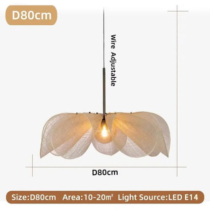 Japanese Wabi Sabi Flower Chandelier French Fabric Modern Ceiling Pendant Lights Living Bedroom Home Decor Lighting Hanging Lamp