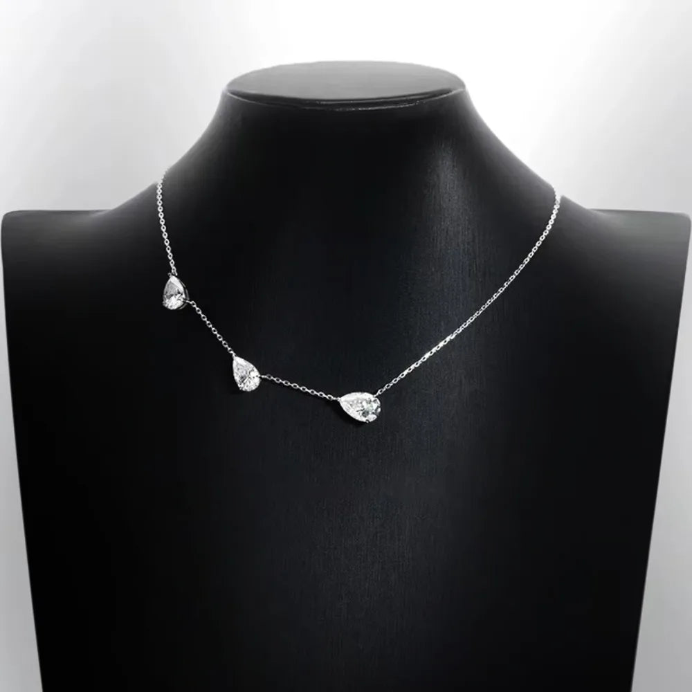 9cttw 3-Stone Waterdrop Moissanite Pendant Necklace for Women Luxury S925 Silver East West Pear Cut Diamond NeckChain Jewelry