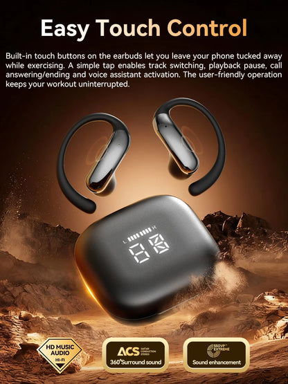 Tecsire Bluetooth Earphones Wireless Earbuds Open Ear Hook Headset HiFi Stereo Comfortable Waterproof For Sports Daily Use