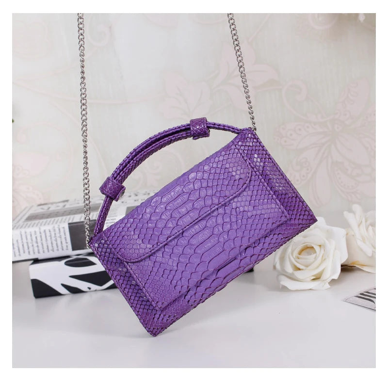Luxury Snake Pattern Chain Flap Handbags Evening Clutches Crossbody Messenger Shoulder Bags Women Female Ladies Luxurious Purses