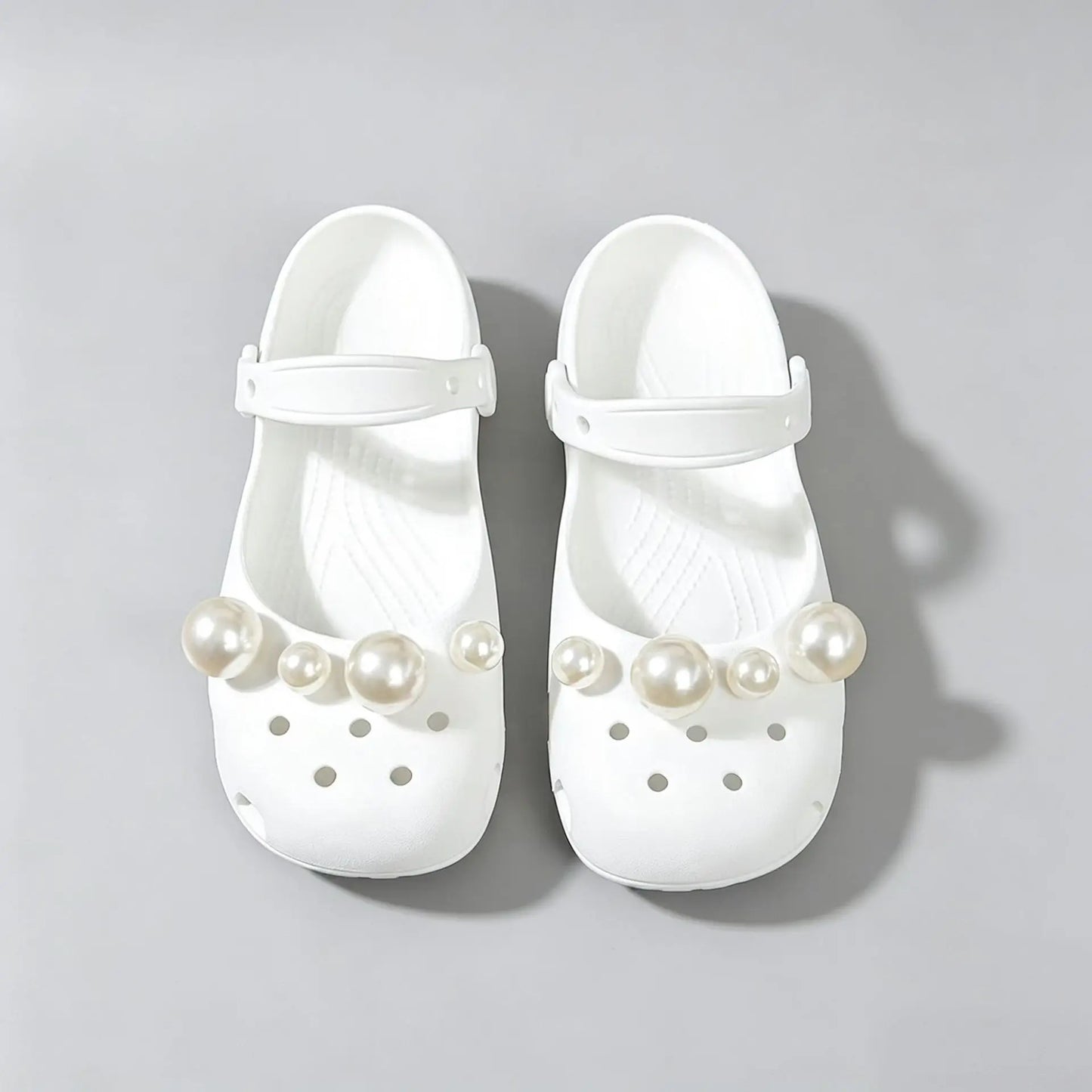 Luxury Pearl Shoes Charms Set DIY Ballet Clogs Women Summer 2026 Fashion Leopard Print EVA Beach Slippers Woman's Jelly Shoes