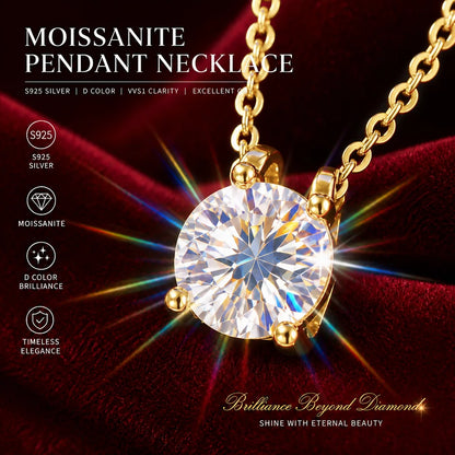 Luxury 1 Carat Moissanite Necklace Pendant D Color VVS1 S925 Sterling Silver Chain Women Engagement Wedding Jewelry With GRA