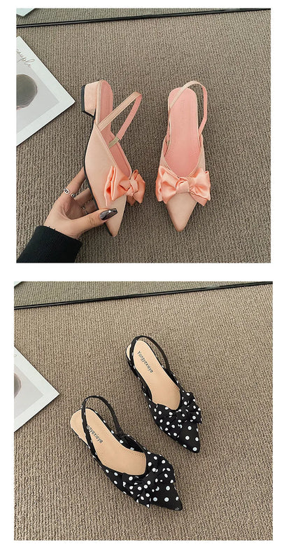 maogu Bow Polka Dot Pointed Toe Stiletto Sandals Luxury Sandals Women Designers Elegant Party Sandal 2023 Fashion Women Shoes 39