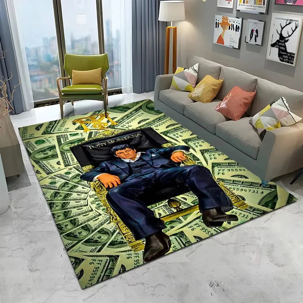Scarface 3D Classic Movie Tony Carpet Rug for Home Living Room Bedroom Sofa Doormat Decor,kids Play Area Rug Non-slip Floor Mat
