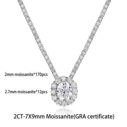 OEVAS 2CT 7X9MM Oval Lab Grown Emerald/Ruby/Moissanite Pendant Necklace For Women S925 Silver Plated 18K Luxury Dainty Jewelry
