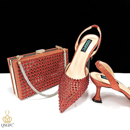 New Arrival Nigerian New Trending Cutout Style Navy Blue Elegant Women's Shoes and Party Wedding Bag