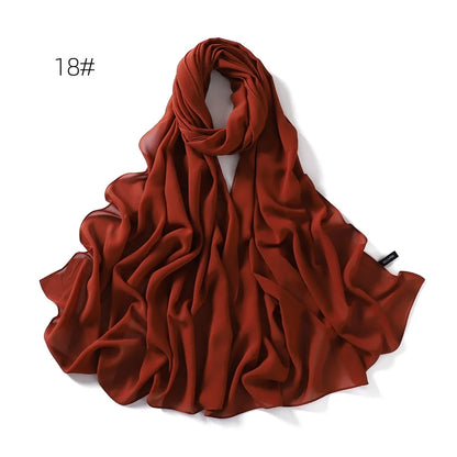70*180cm Muslim Chiffon Hijab Shawls Scarf Women Solid Color Head Wraps Women Hijabs Scarves Ladies Foulard Femme Muslim Veil