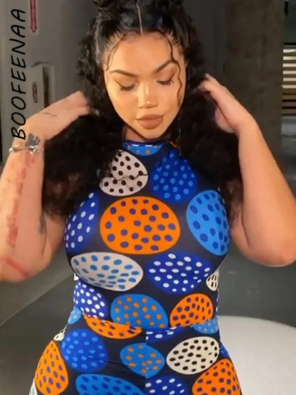 BOOFEENAA Polka Dot Print New Jumpsuits 2020 Cute Sexy Outfits For Women Clubwear Bodycon Tracksuit Rompers C16-BF27
