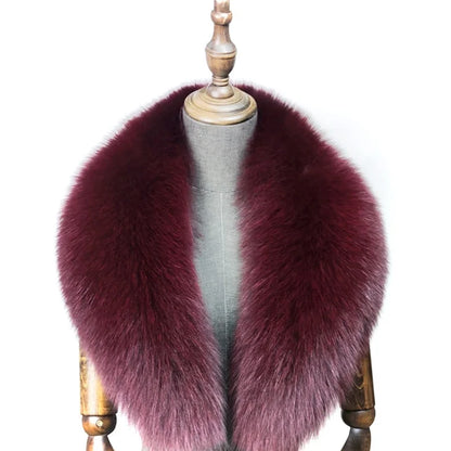Fox Fur Collar 100% Real Fox Fur Scarf Winter Women Natural Fur Gray Collar Large Size Neck Warmer Fur Scarf Shawls