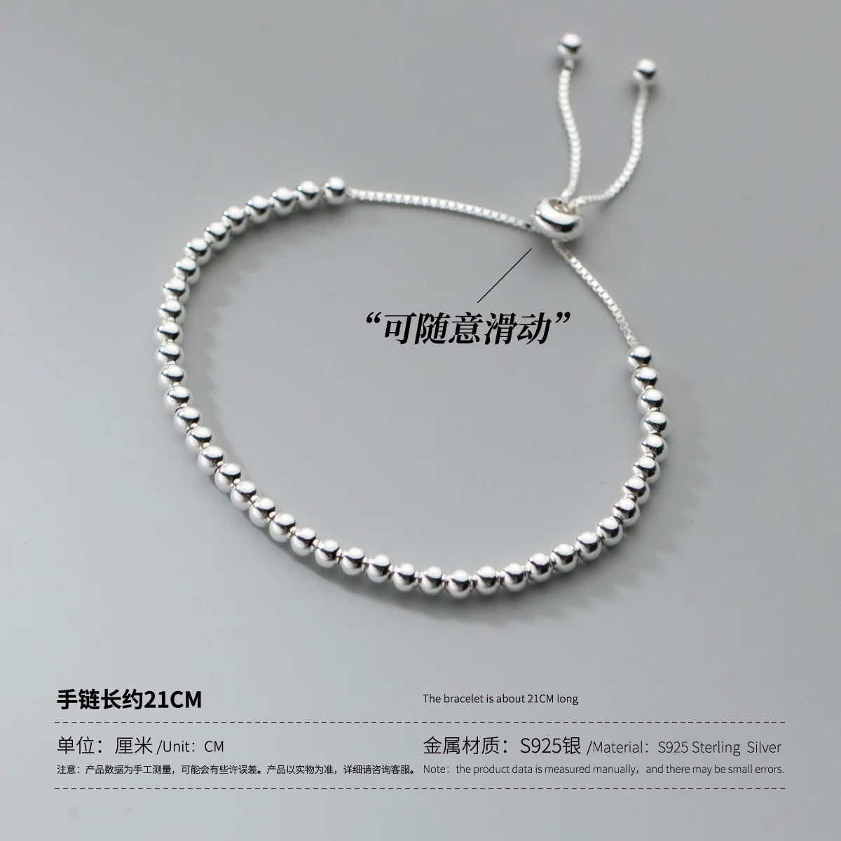 925 Sterling Silver Beautiful Bead Bracelets For Women Korean Fashion Designer Adjustable Bead Bracelet Luxury Original Jewelry