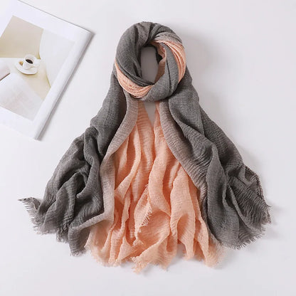 180*90cm Gradient Cotton Linen Women Muslim Hijab Scarf Woman Islamic Arab Shawl Wrap Head Scarves Ready To Wear Headscarf