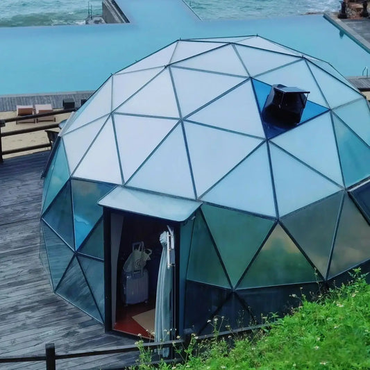 Luxury Transparent Glass Geodesic Dome Tent Aluminum Frame Four Season Outdoor Glamping House Hotel Resort Custom