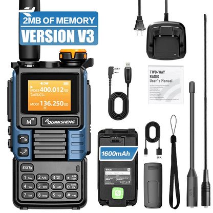 QUANSHENG UV-K5(99) V3 Walkie Talkie 2MB Memory 50-600MHz Air Band RX 5W Two Way Radio Type-C Wireless Copy Custom Firmware