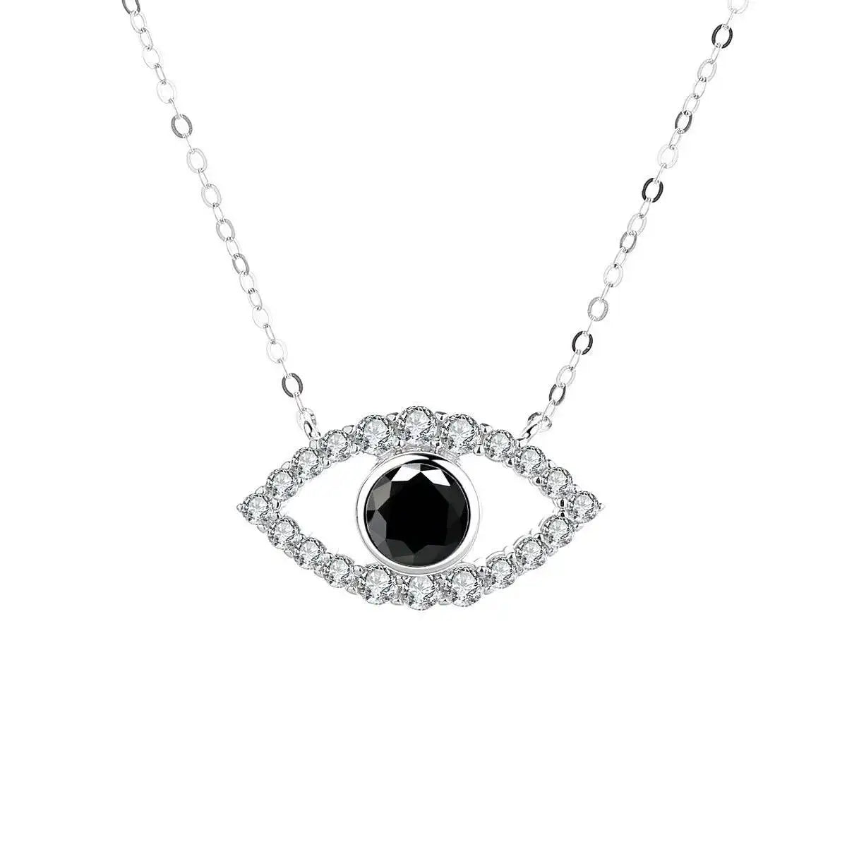 TS 925 Sterling Silver Plated Platinum Moissanite Necklace For Women 1 Carat Lab Moissanite Eye Pendant Necklace Jewelry Gift