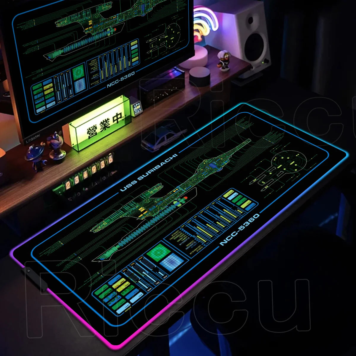 RGB Pc Gamer S-Star Treks Keyboard Expansion Mouse Pad LED Glowing Mat Rubber Backlight Gaming Computer Laptop Home Office Setup