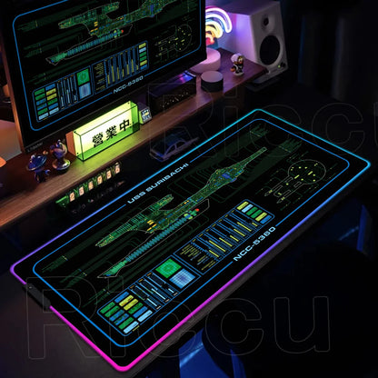 RGB Pc Gamer S-Star Treks Keyboard Expansion Mouse Pad LED Glowing Mat Rubber Backlight Gaming Computer Laptop Home Office Setup
