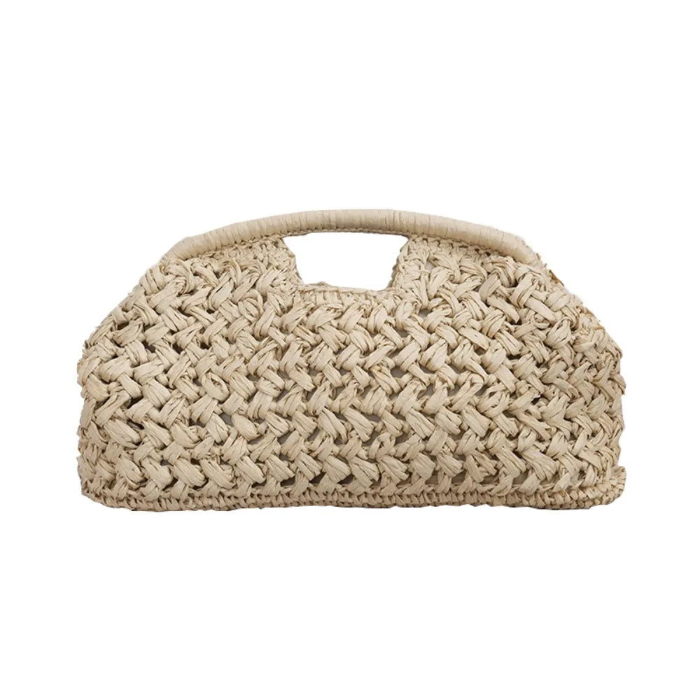 Elegant Luxury Woven Clutch Bag Large Capacity Simple Texture Women Handbag Straw Beach Bag Wallet Travel