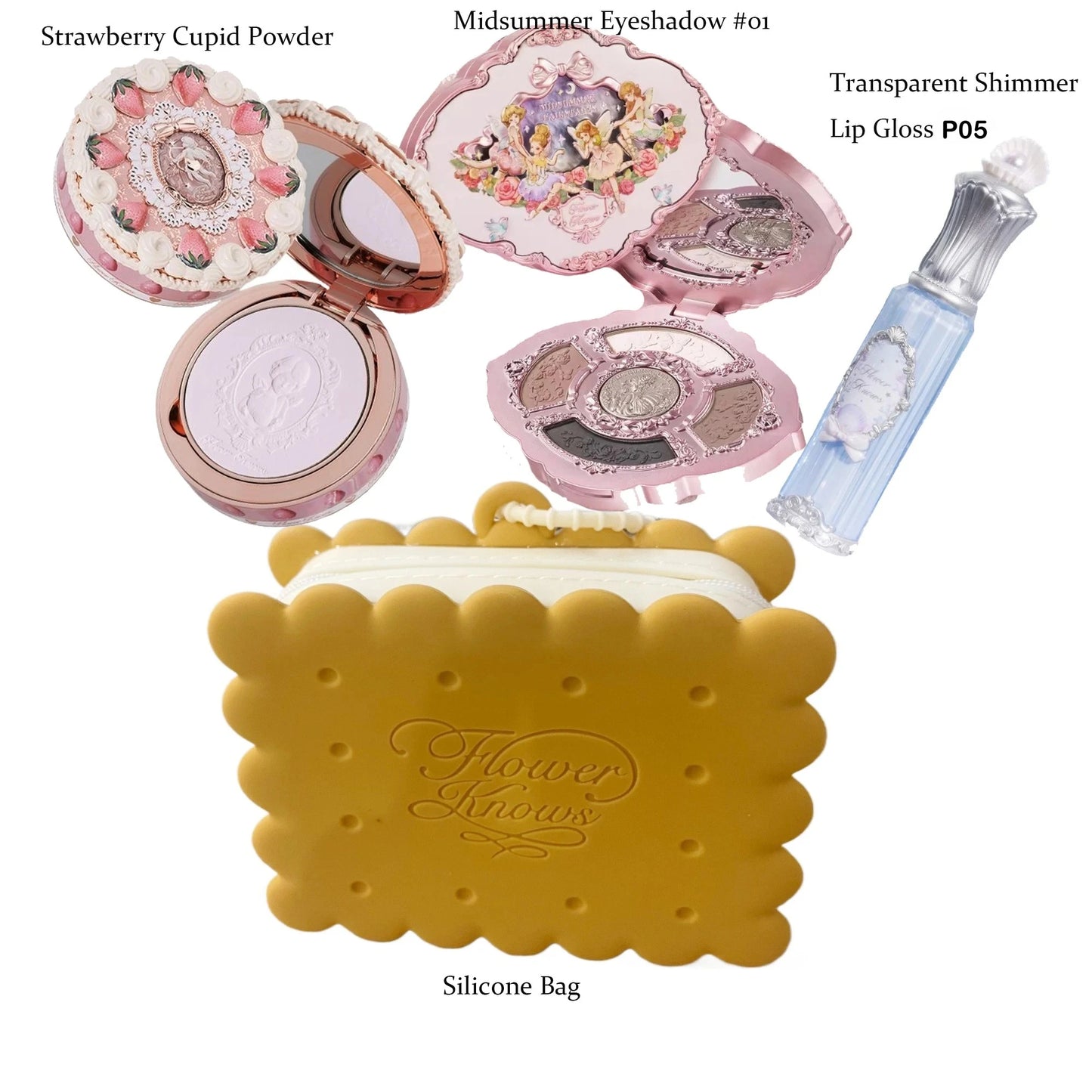 Makeup Flower Knows Set Swan Ballet Series Six Color Eyeshadow Palette Embossed Blusher Shine Lipstick Kit With Bag All In