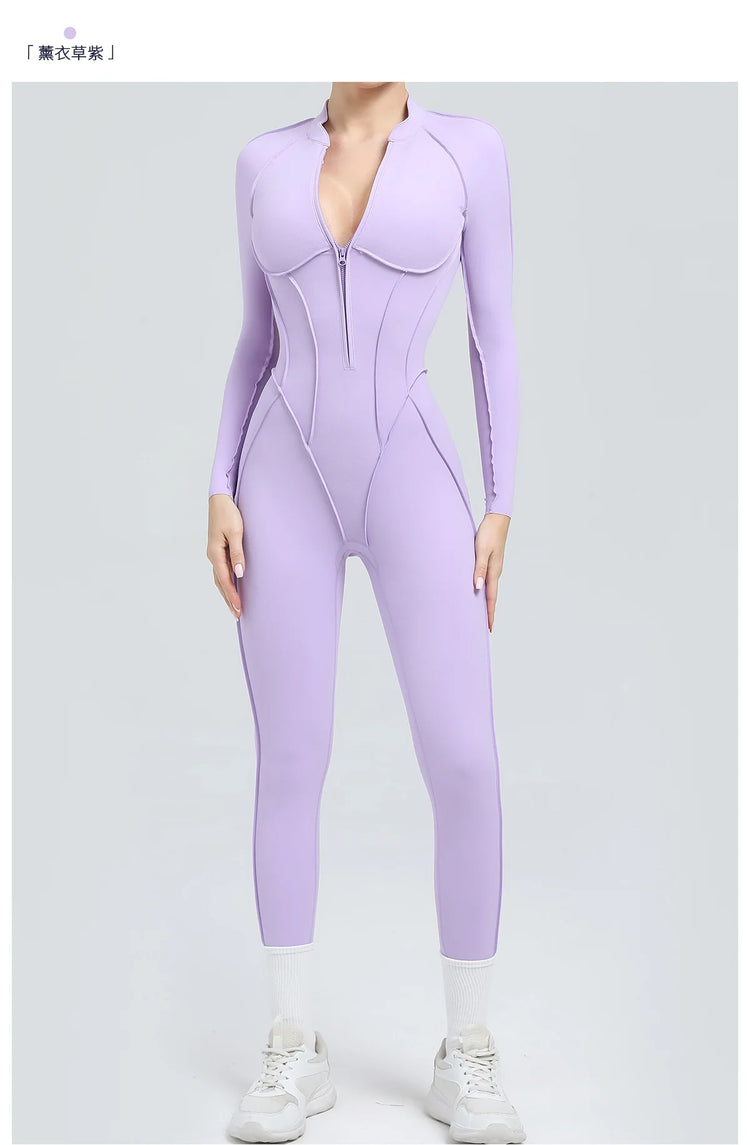 One Pieces Long Jumpsuits Sexy Womens Overalls Mono Streetwear Yellow Body Long Sleeves Woman Clothing Summer Gym Sportswear