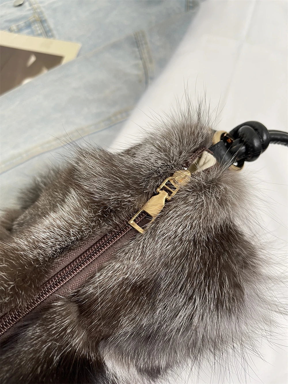 Winter Warm Fox Fur Shoulder Hobo Bags For Women Latest Luxury Designer Purses And Handbags Elegant Evening Bag For Dinner Party