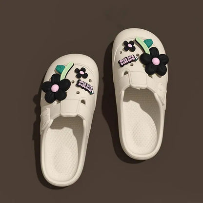 Clogs Fashion Women's Sandals Summer 2025 Mules Flower Luxury Designer Slippers Home Platform Woman Shoes Indoor Outdoor Slides