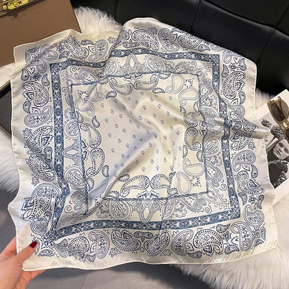 2025 Korean Satin Silk Scarf 70cm Square Women Fashion Shawl Wrap Neckerchief New Elegant