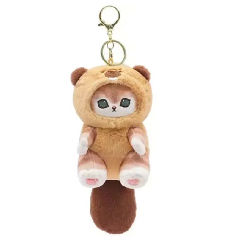Kawaii Keychain Pendant Cartoon Mofusand Shark Cat Cross-Dressing doll Backpack Decor Toys