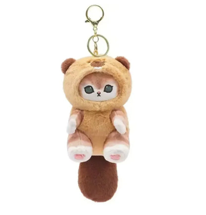 Kawaii Keychain Pendant Cartoon Mofusand Shark Cat Cross-Dressing doll Backpack Decor Toys